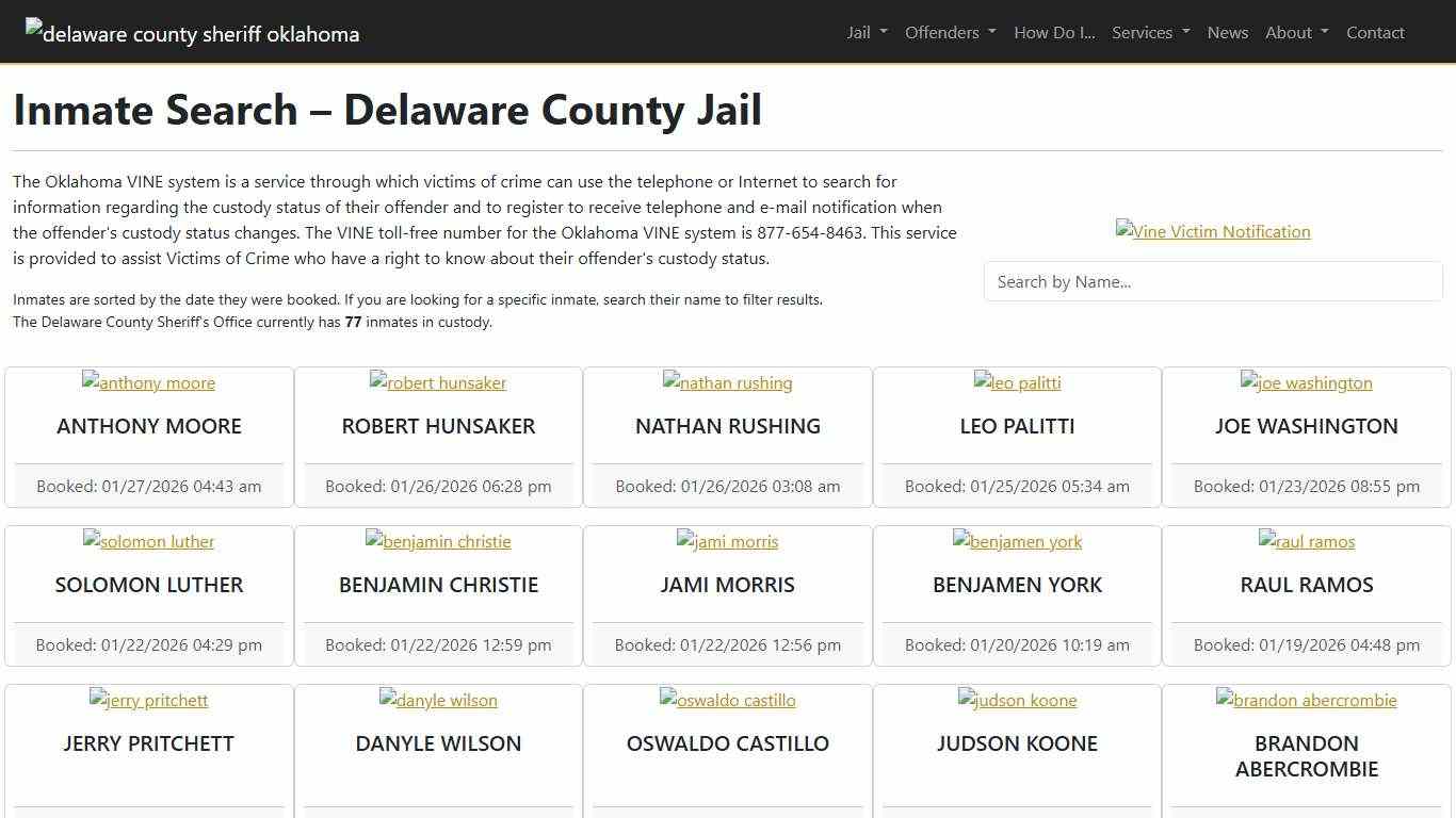 Inmate Search Delaware County Sheriff's Office